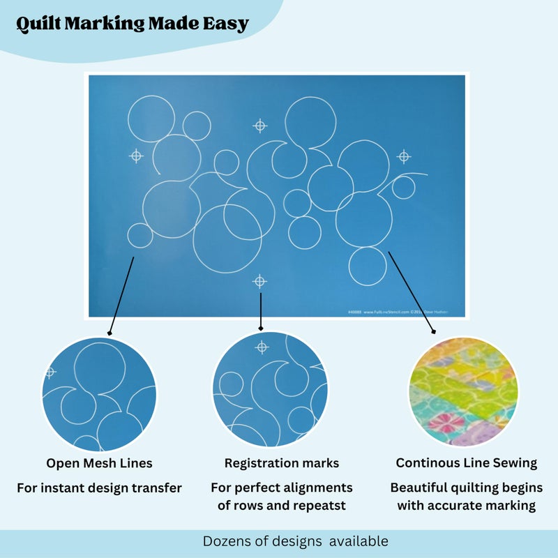 Full Line Stencil - Bubbles - Edge to Edge Stencil, Continuous Line Template for Free Motion Quilting, Long-Arm Quilting (40088) - Image 2